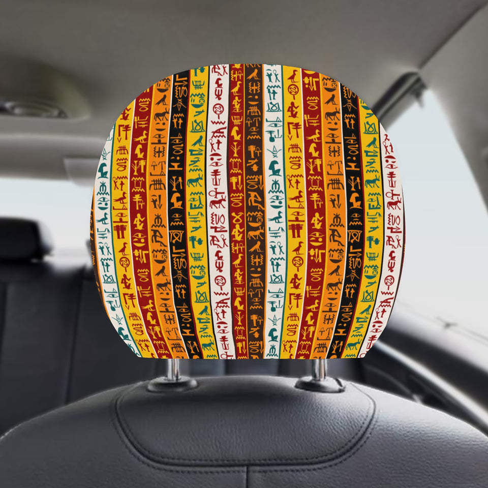 Egypt Hieroglyphics Pattern Print Design 01 Car Headrest Cover