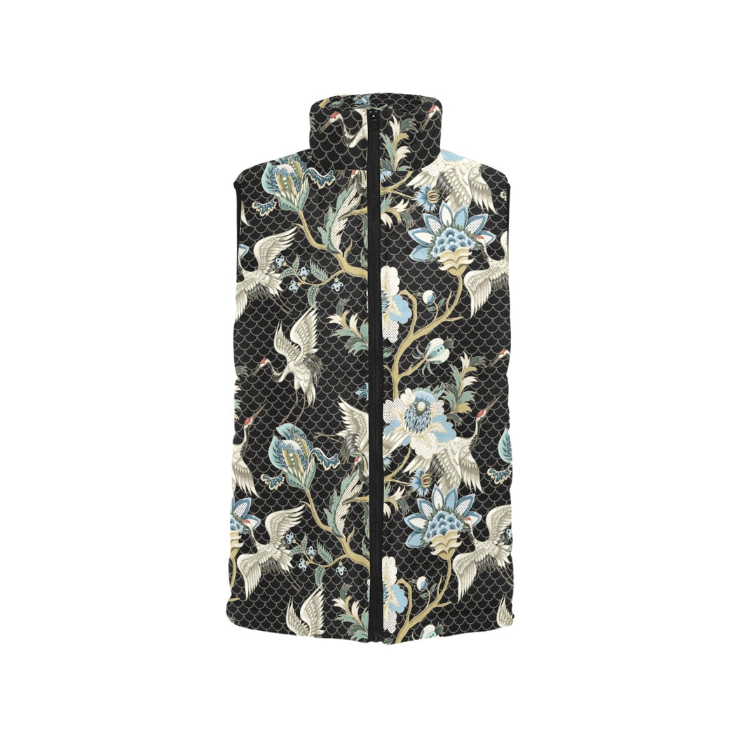 Japanese crane ornament elements Men's Padded Vest