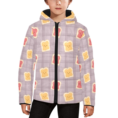 Bread Toast Pattern Print Design 05 Kids' Boys' Girls' Padded Hooded Jacket