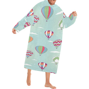 Hot Air Balloon design Pattern Blanket Robe with Sleeves