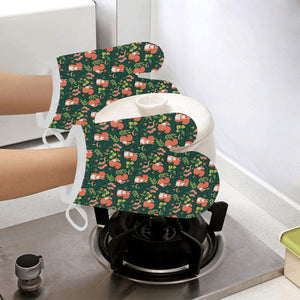 Squirrel Pattern Print Design 03 Heat Resistant Oven Mitts