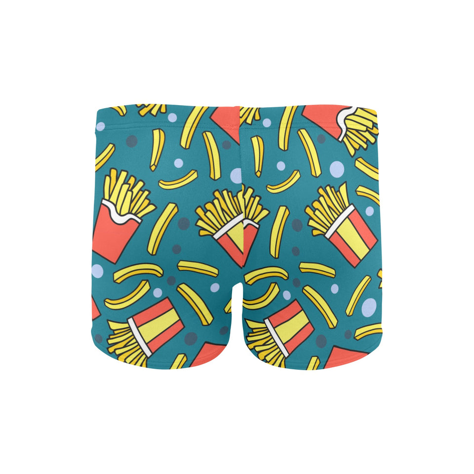 French fries red paper box pattern Men's Swimming Trunks