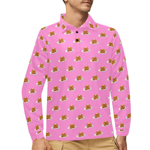 Pancake Pattern Print Design 04 Men's Long Sleeve Polo Shirt