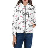 Hand Drawn faces of pandas pattern Women's Padded Hooded Jacket