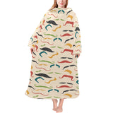 Mustache Beard Pattern Print Design 03 Blanket Robe with Sleeves