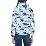 polar bear winter snow pattern Women's Padded Hooded Jacket