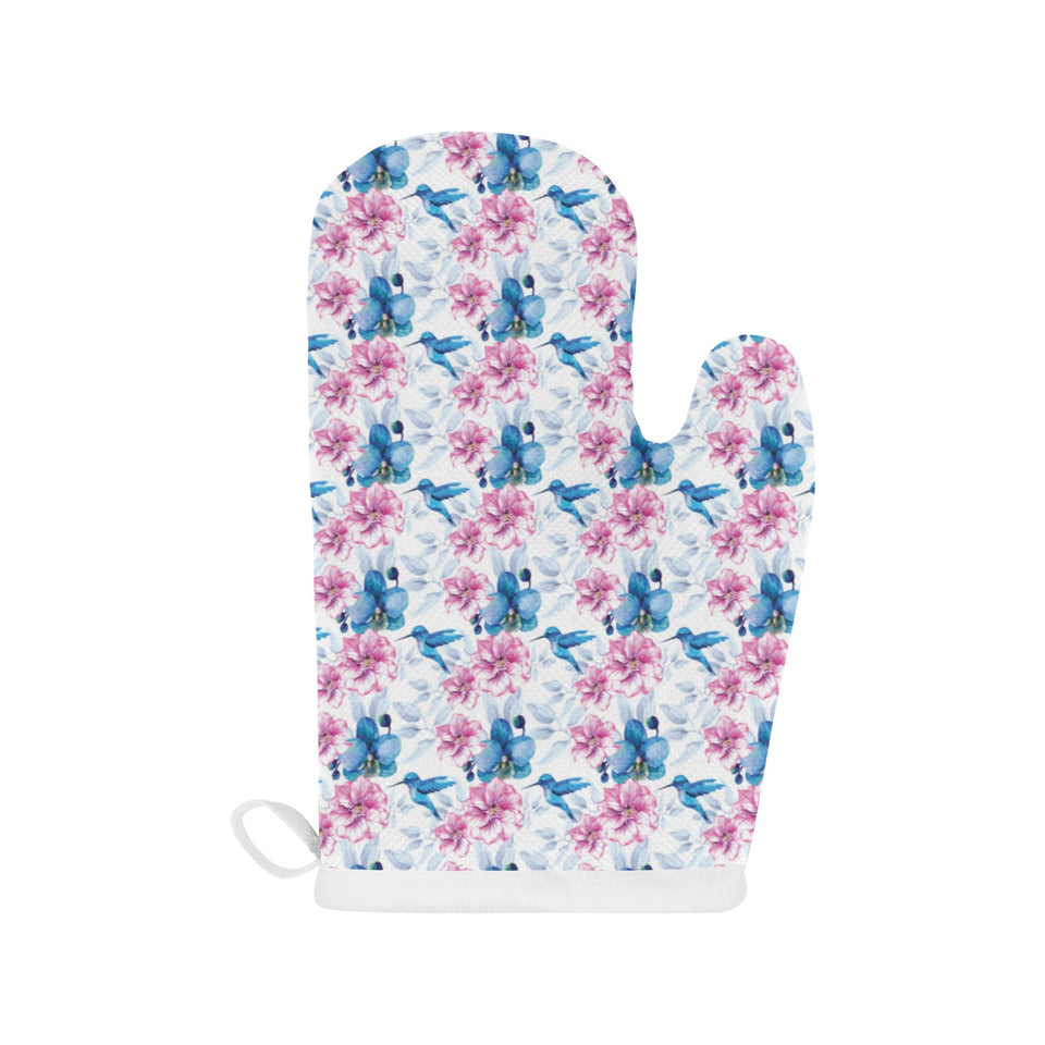 Hummingbird Pattern Print Design 02 Heat Resistant Oven Mitts