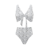 Bull Terrier Pattern Print Design 01 Chest Bowknot High Waisted Bikini Swimsuit