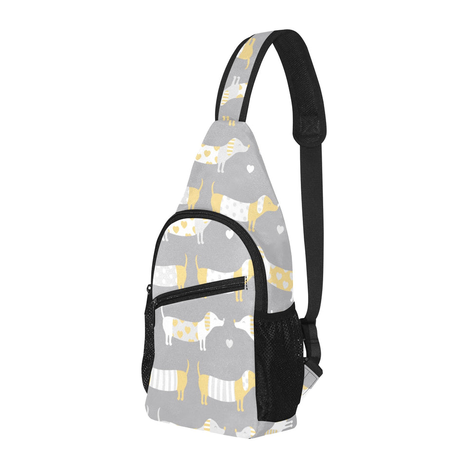 Cute dachshund dog pattern All Over Print Chest Bag