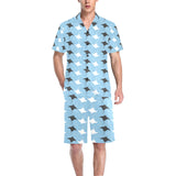 Stingray Pattern Print Design 03 Men's V-Neck Short Pajama Set