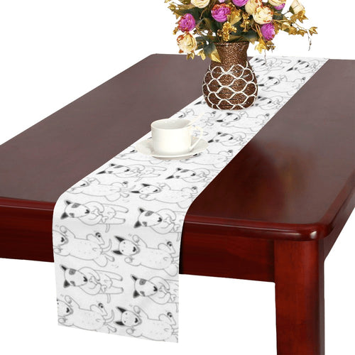 Bull Terrier Pattern Print Design 02 Table Runner