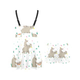 Cute Rhino pattern background Chest Sexy Pleated Two Piece Swim Dress