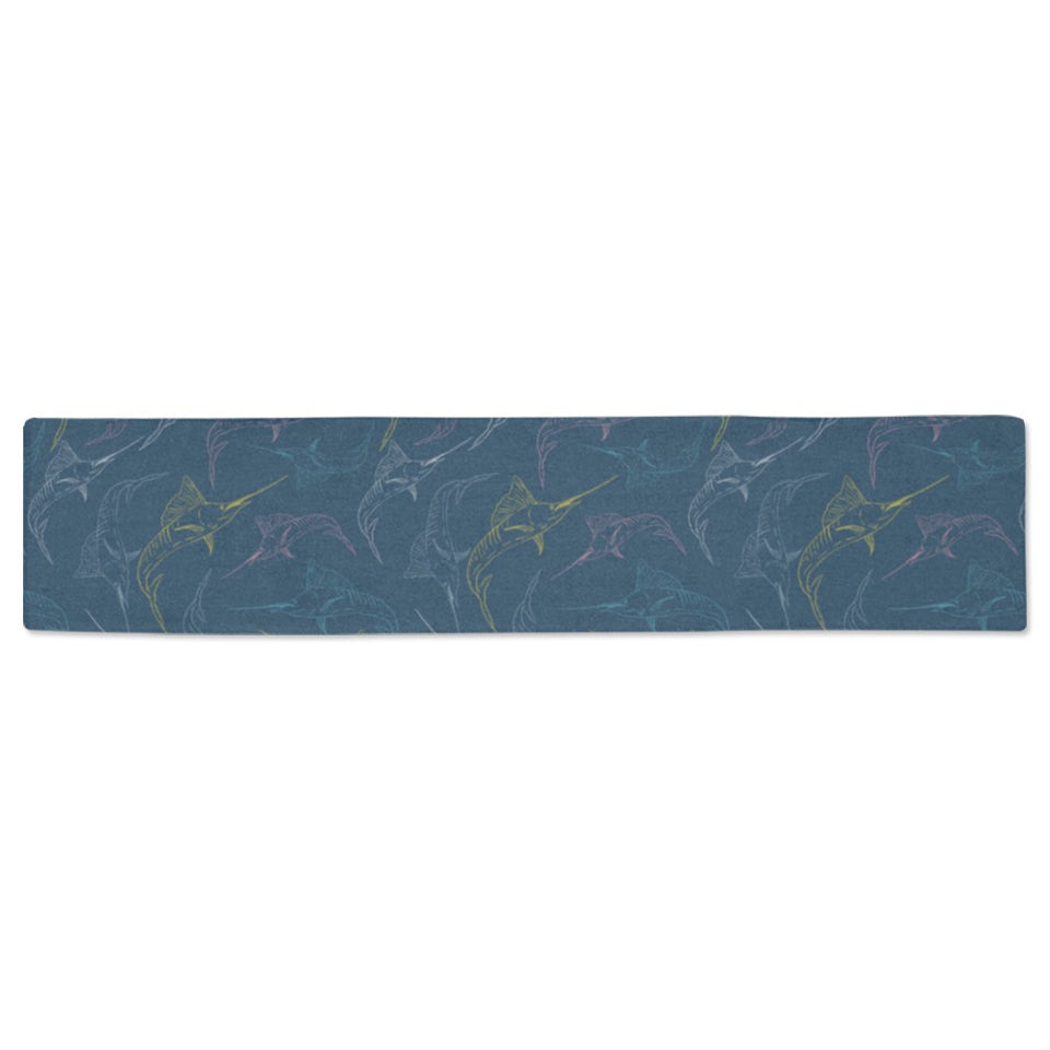 Swordfish Pattern Print Design 02 Table Runner