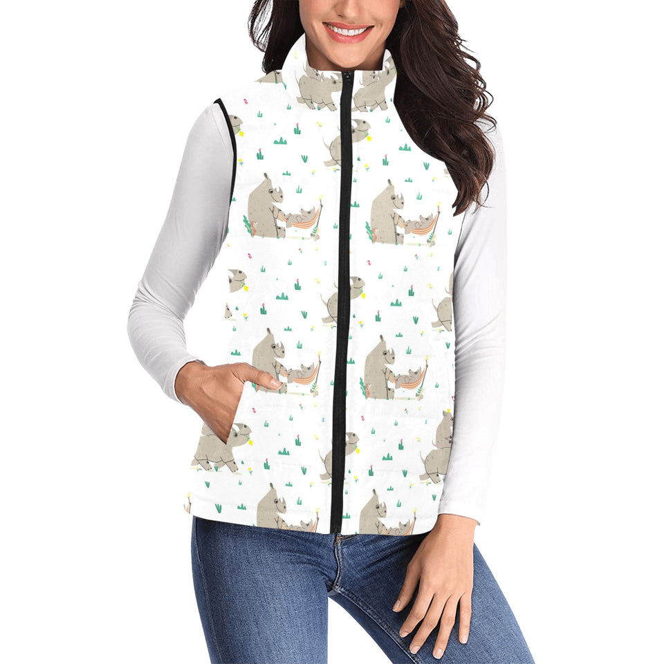 Cute Rhino pattern background Women's Padded Vest