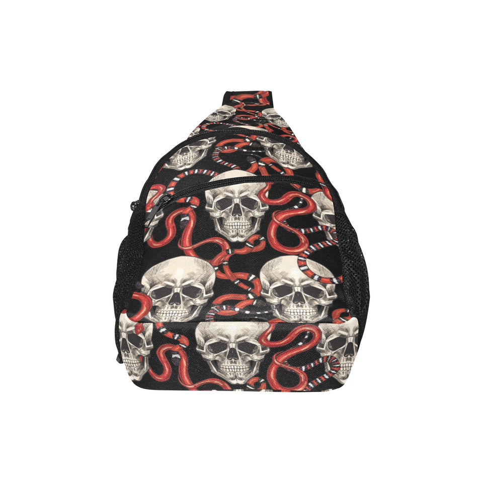 Red snake skull pattern All Over Print Chest Bag