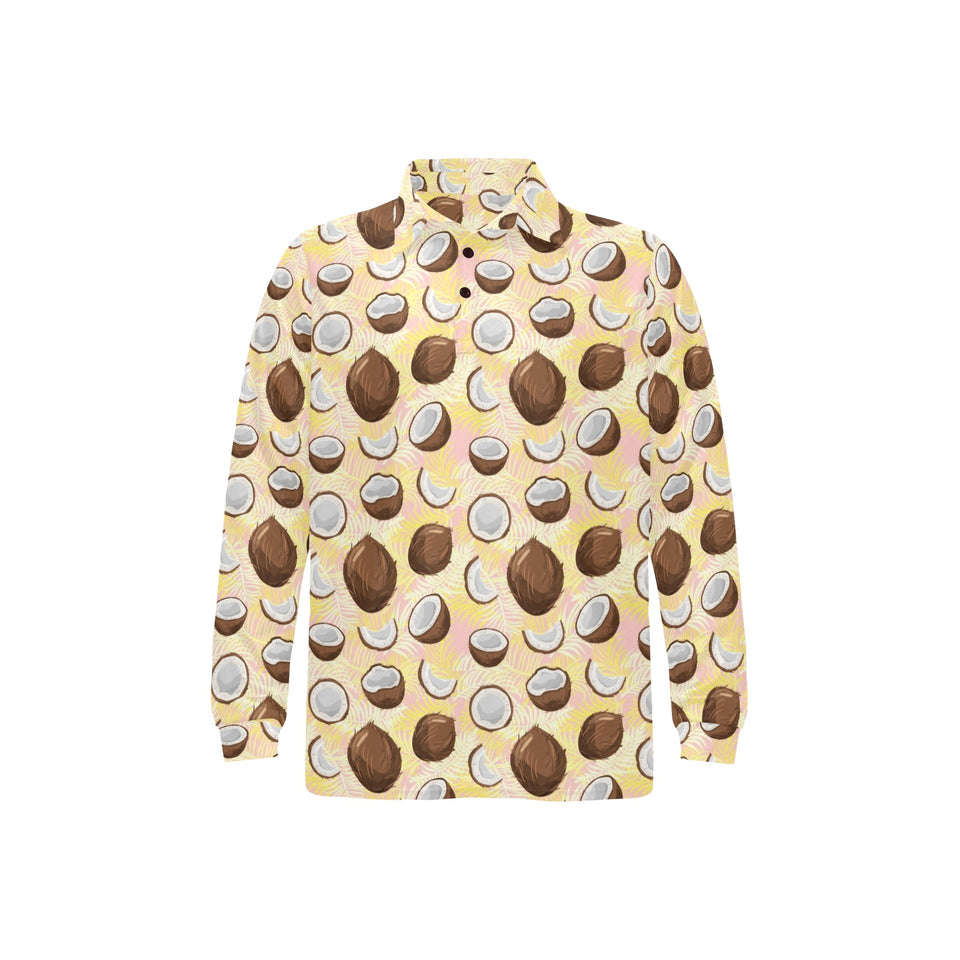 Coconut Pattern Print Design 05 Men's Long Sleeve Polo Shirt