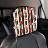 red and white tulips pattern Car Headrest Cover