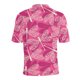 Beautiful dragonfly pink background Men's All Over Print Polo Shirt