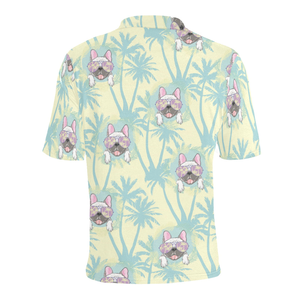 French bulldog hawaii blackground Men's All Over Print Polo Shirt