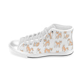 shiba inu dog pattern Men's High Top Canvas Shoes White