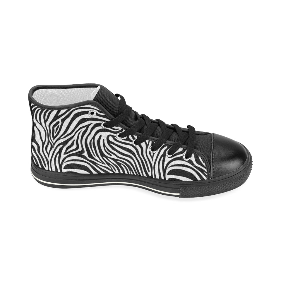Zebra skin pattern Women's High Top Canvas Shoes Black