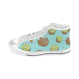 Kiwi blue background Men's High Top Canvas Shoes White