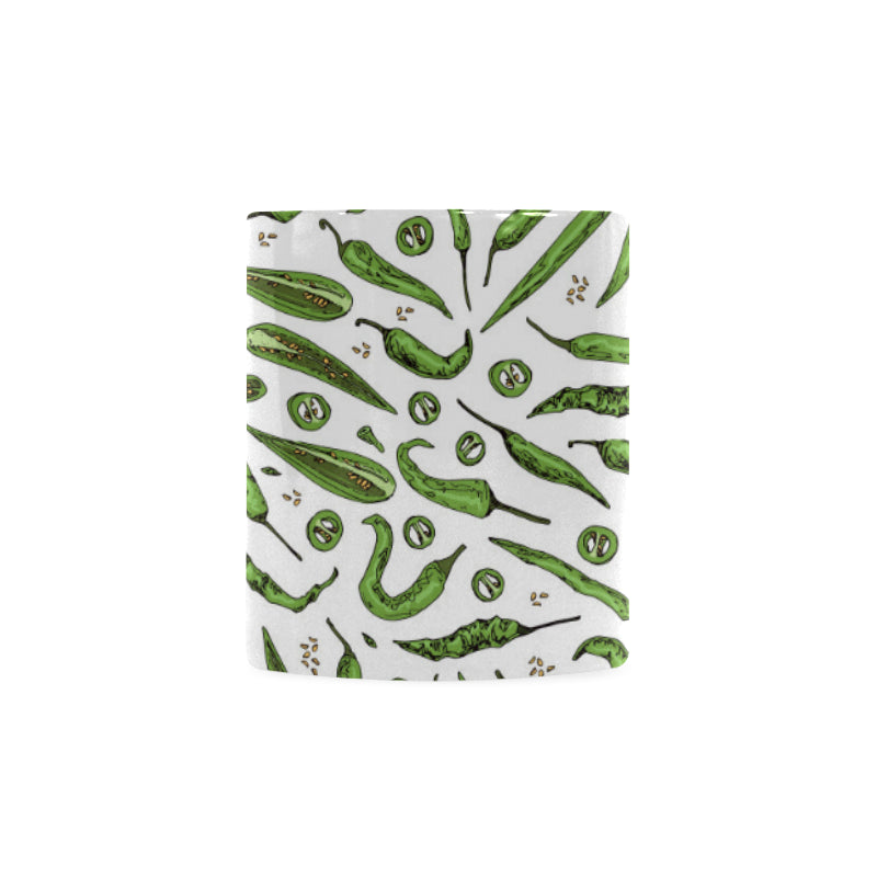 Hand drawn sketch style green Chili peppers patter Classical White Mug (Fulfilled In US)