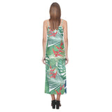 heliconia palm and monstera  leaves pattern V-Neck Open Fork Long Dress