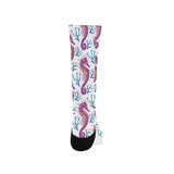 Purple seahorse blue coral pattern Crew Socks
