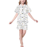 Siberian Husky design pattern Kids' Boys' Girls' V-Neck Short Pajama Set
