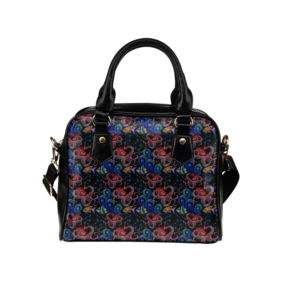 Octopus sea wave tropical fishe pattern Shoulder Handbag