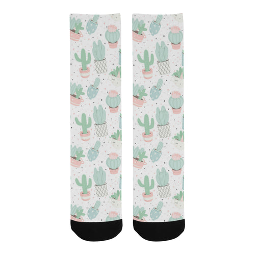 Pastel color cactus pattern Crew Socks