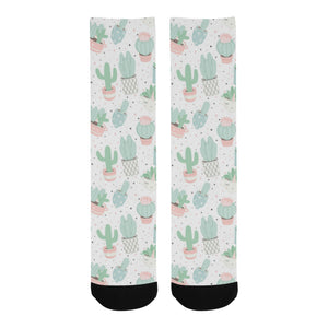 Pastel color cactus pattern Crew Socks