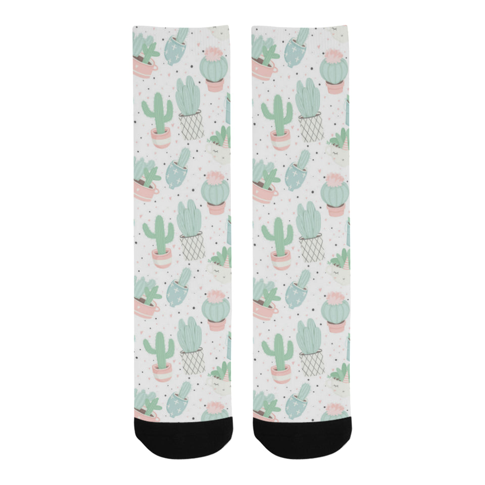 Pastel color cactus pattern Crew Socks