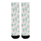 Pastel color cactus pattern Crew Socks