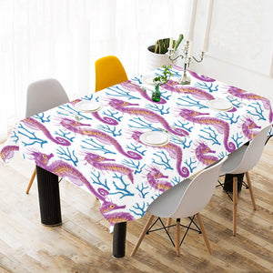 Purple seahorse blue coral pattern Tablecloth