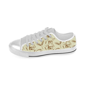 Windmill Wheat pattern Men's Low Top Shoes White