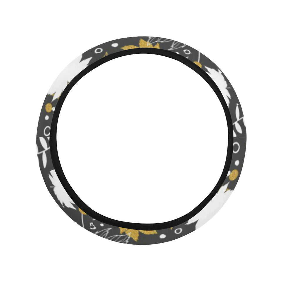 Beautiful gold autumn maple leaf pattern Car Steering Wheel Cover