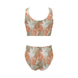 Cocoa beans Cocoa tree pattern Chest Bowknot High Waisted Bikini Swimsuit