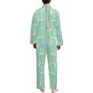 Giraffe Pattern Print Design 01 Men's Long Pajama Set