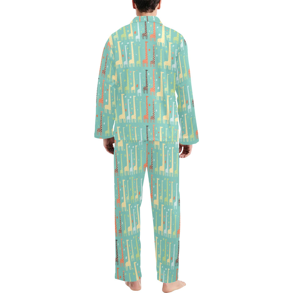 Giraffe Pattern Print Design 01 Men's Long Pajama Set