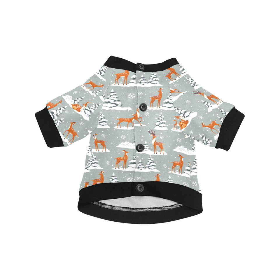 Beautiful deers Winter Christmas All Over Print Pet Dog Round Neck Fuzzy Shirt