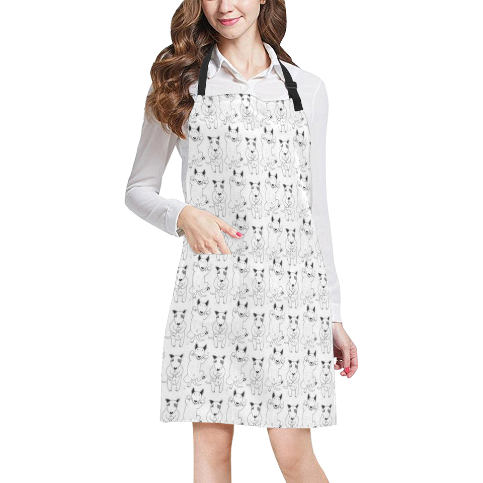 Bull Terrier Pattern Print Design 02 All Over Print Adjustable Apron