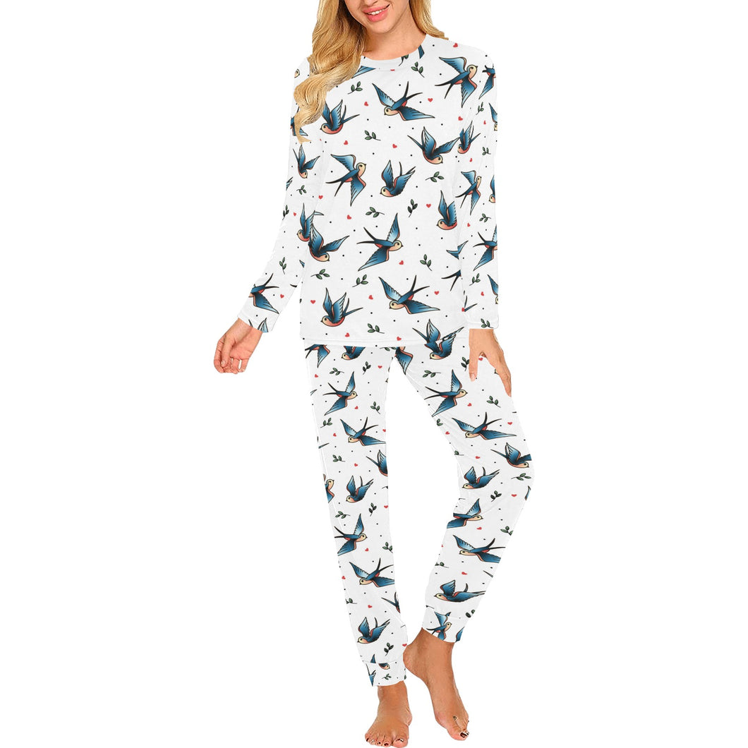 Swallow Pattern Print Design 04 Women's All Over Print Pajama Set
