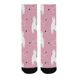 Llama Alpaca pink background Crew Socks