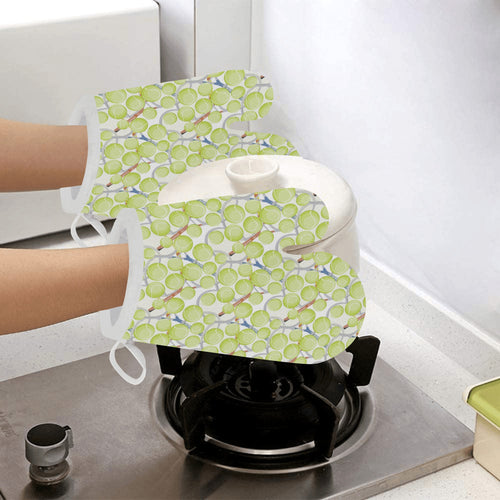 Tennis Pattern Print Design 01 Heat Resistant Oven Mitts