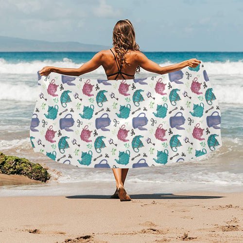 Tea pots Pattern Print Design 05 Beach Towel