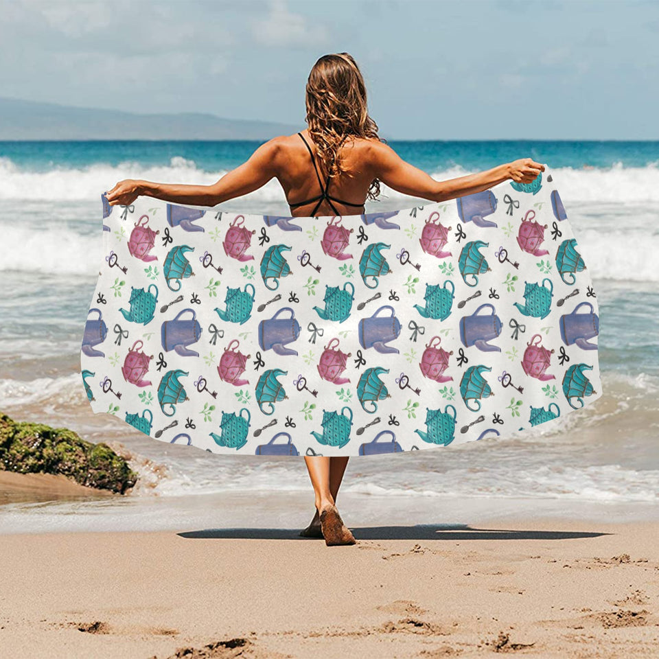 Tea pots Pattern Print Design 05 Beach Towel