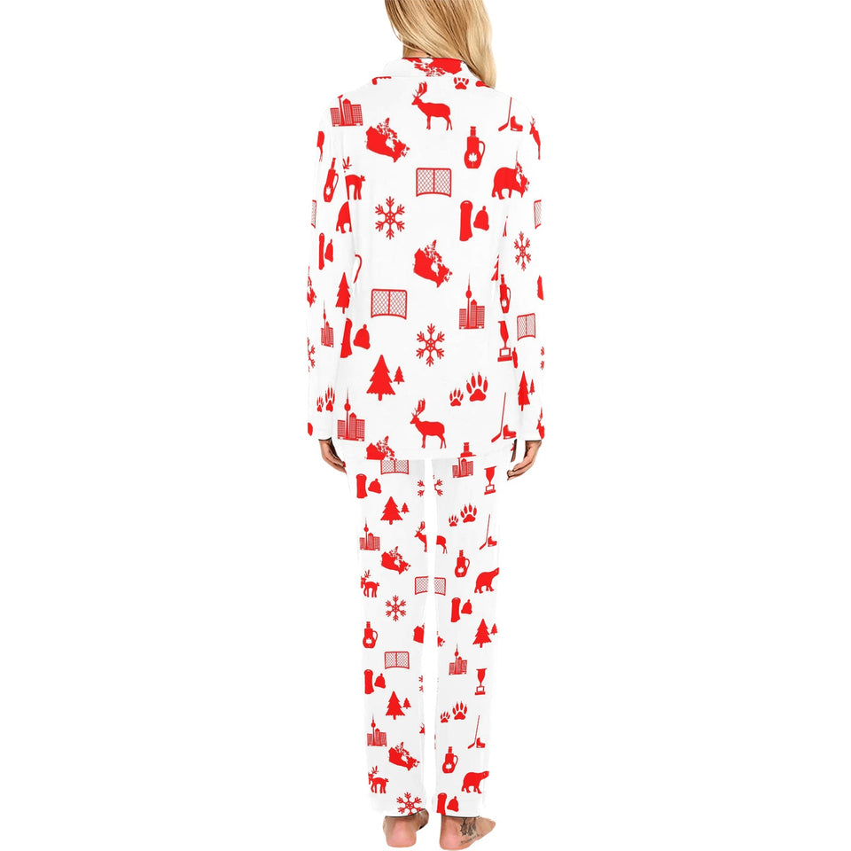 Canada Pattern Print Design 04 Women's Long Pajama Set
