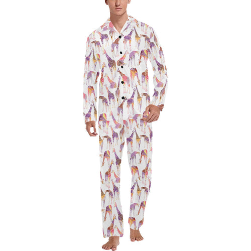 Giraffe Pattern Print Design 02 Men's Long Pajama Set